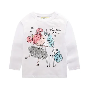 VIDMID Merginos medvilnės ilgomis rankovėmis marškinėliai kūdikių trišakiai animacinių filmų vaikams laisvalaikio drabužiai, marškinėliai, 2-7 metų vaikams marškinėliai drabužių W01