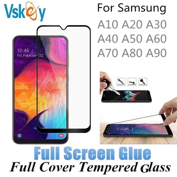 VSKEY 10VNT Visą Klijai Grūdintas Stiklas Samsung Galaxy A20E A20 Pilnas draudimas Screen Protector Anti-Scratch Apsauginės Plėvelės