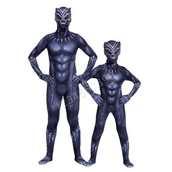 Vaikai Black Panther Kostiumas Berniukui Suaugusių Vyrų Black Panther Vaikų Cosplay Kostiumų Jumpsuit Bodysuit Helovinas Kostiumas Vaikams