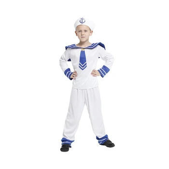 Vaikai Vaikų Balta karinio jūrų Laivyno Jūrininkas, Berniukas Kostiumas Karinių Jūrų Fancy Dress Šalies Aprangą Berniukų Helovinas Karnavaliniai Kostiumai