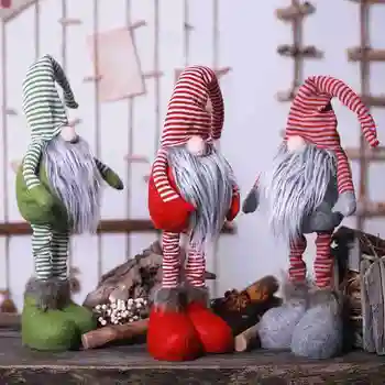 Vaikams Vaikams, Žaislai, Elf Atostogų Dovanų Kalėdų Lėlės Dryžuotas Namų Stovi Lentelė Gnome Apdailos Figūrėlės Pliušinis Faceles