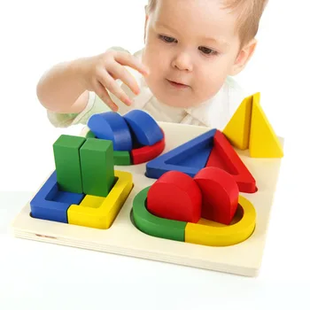 Vaikų Mediniai Ankstyvojo Ugdymo Geometrinės Formos Suporuotas su Intelektinės Galios 1-3 Metų Surinktos Valdybos Mokymo Žaislai
