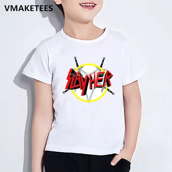 Vaikų Vasaros trumpomis Rankovėmis Mergaičių ir Berniukų marškinėliai Vaikams Greitis Metalo Slayer Print T-shirt Hip-Hop Cool Atsitiktinis Kūdikių Drabužiai,HKP516