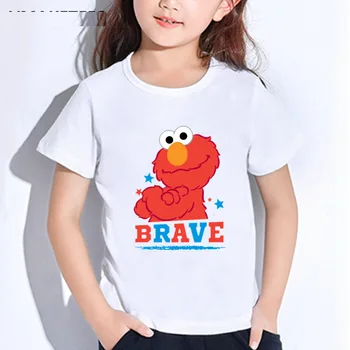 Vaikų Vasaros trumpomis Rankovėmis Mergaičių ir Berniukų marškinėliai Su Sesame Street Elmo Animacinių filmų Spausdinimo Vaikų marškinėliai Juokinga Kūdikių marškinėliai medvilnės