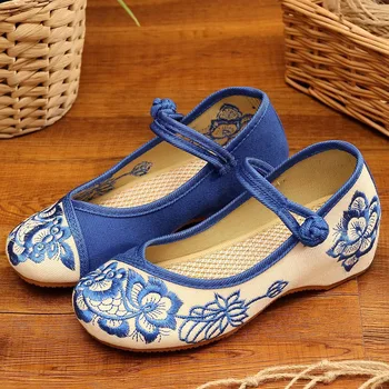 Vaikų laisvalaikio bateliai mergaitėms senojo Pekino audinys batai Tango kostiumų siuvinėjimo gėlių batai etninės mergaičių rezultatų šokių batų