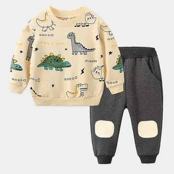 Vaikų mielas namų drabužių Bamblys Vaikams, Kūdikių Berniukų Dinozaurų Spausdinti Viršūnes+Kelnės Pižama Tracksuit Komplektus Nustatyti Monstras spausdinti M5