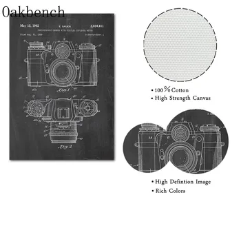 Vaizdo Kameros Patentą Derliaus Plakatas Abstrakčios Drobės Tapybos Antikvarinis Fotoaparatas Retro Spausdinti Planas Sienos Nuotrauka Fotografijos Dekoras