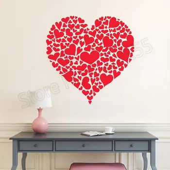 Valentino Diena Širdies Širdžių, Lipdukas, Decal Širdies Formos Meilės Sienų Lipdukai Mergina Kambariai Parduotuvės Lango Vinilo Namų DecorZW283