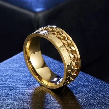 Valily Skandinavų Vikingų Simbolis, Žiedas, Nerūdijančio Plieno, Aukso/Juoda Kubos Link Sukasi Žiedas Vyrams 9mm Grupė vestuvių Žiedai, Papuošalai