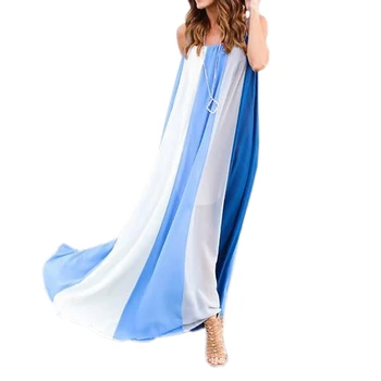 Vasaros Atsitiktinis Spageti Dirželis Suknelė Moterims, Elegantiškas Šifono Ilga Suknelė Dryžuota Paplūdimio Maxi Suknelės Sundress