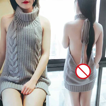Vasaros Golfo Rankovių Ilgio Virgin Killer Megztinis Japanes Megzti Seksualus Backless Moterims Megztiniai Puloveriai