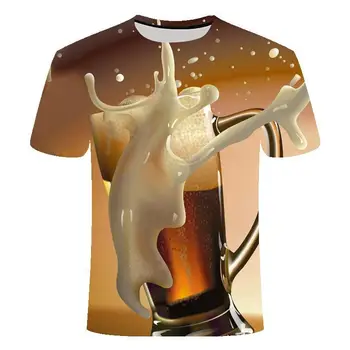 Vasarą Alaus butelis T-shirt naujas 3d spausdinimo vyriški T-shirt patogus apvalios kaklo vaikų megztinis trumpomis rankovėmis