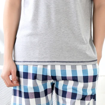 Vasarą Medvilnės Dryžuotas Pajama Komplektai Vyrų Loungewear Pijama Hombre Pižamos Vyrų Pižama Sleepwear naktiniai drabužiai Plius Dydis Homewear