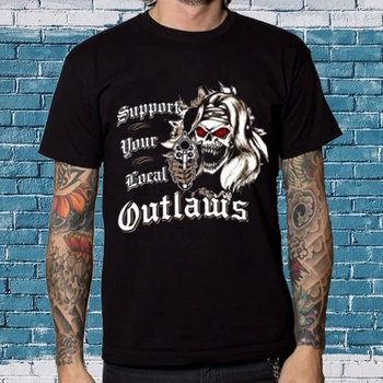 Vasarą Vyrams T Shirts Outlaws MC Baikerių Klubo Paprastus Grafinio Dizaino Marškinėliai Medvilnės Drabužius Išgalvotas Viršūnes Juoda
