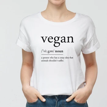 Veganų Marškinėliai Moterims Priežastinis Juokingas Laiškas, Print T-shirt Balta Šukuotinės Medvilnės Harajuku trumpomis Rankovėmis Vyriški Marškiniai Tees Lašas Laivybos