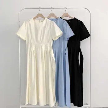 Vienas-Lizdinė Suknelė 2020 M. Vasarą Naujas Mados Korėjos Elegantiškos Nėrinių Juosmens Suknelė Moterims Prancūzijos Elegantiškas Biuras Suknelės Vestidos Panele