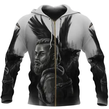 Viking Hoodie Ragnar Varnas Iš Odin 3D Atspausdintas Mens hoodies Harajuku Streetwear Megztinis Rudenį Unisex Atsitiktinis Striukė Tracksuit
