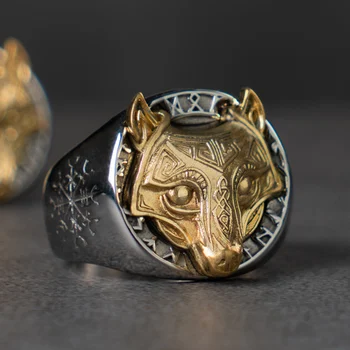 Viking vilkas Mazgas Fenrir žiedas, nerūdijančio plieno, Šiaurės šalių mitologija Viking vilkas Indeksas Žiedas bižuterijos