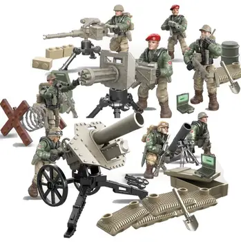 Vilkai specialią ataką komanda pasaulinio karo karinės mega block armijos veiksmų skaičius, sunkioji technika, Atakos ginklą, ginklą pastatas, mūrinis žaislas
