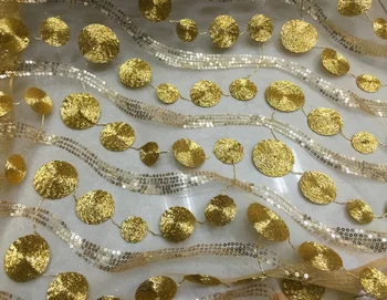 Vintage Gold Ratą China Siuvinėjimo Tinklelio, Nėrinių Audinys, Vestuvių/Vakarinę Suknelę Siūti Prancūzijos Nėrinių Apdaila Drabužių Priedai