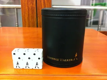 Viskis Johnnie Walker aukštos kokybės odos Kauliukai taurės Purtyti taurės dėžutė su 6pcs 12mm kauliukus GYH