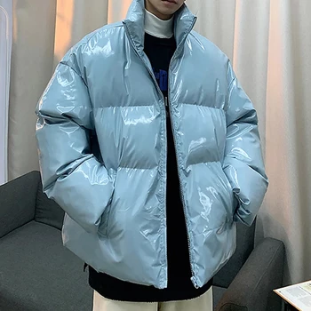 Vyrai Streetwear Hip-Hop Mėlyna Žiemos Burbulas Striukės, Paltai 2020 Mens Harajuku Šiltas Parko Vyrų Korėjos Mados Puffer Jacket
