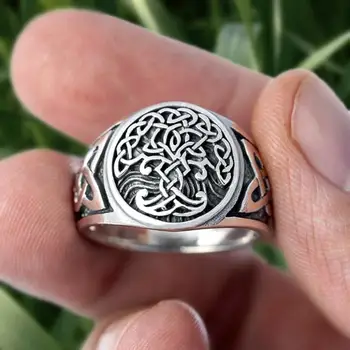 Vyrai Viking Nerūdijančio Plieno Gyvybės Medžio, Yggdrasil Celtics Knotwork Žiedas Amuletas Žiedai Šiaurės Papuošalai