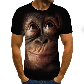 Vyriški Drabužiai Gatvėse Laisvalaikio Orangutan Modelio 3D marškinėliai trumpomis Rankovėmis Vyrų Vasaros Mados Viršų Gyvūnų Spausdinti 3D marškinėliai