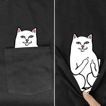 Vyriški Marškinėliai Mados Prekės ženklo Naujų kišenėje katė Animacinių filmų print t-marškinėliai vyrams, moterims marškinėliai Hip-hop viršūnes juokinga Harajuku tees Stilius-2