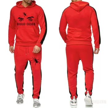 Vyriški nauji karšto pardavimo gobtuvu megztinis + sweatpants rudenį gatvės atsitiktinis sportinis kostiumas Harajuku laiškas spausdinti gobtuvu palaidinukė, S-XXXL