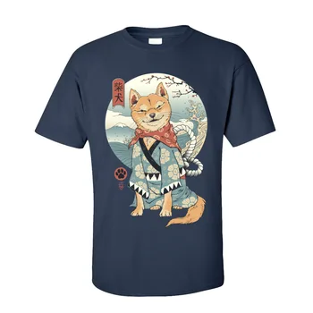 Vyrų Marškinėlius Shiba Inu O Kaklo T-Shirt Vasaros Viršūnes Tees Trumpas Rankovės Japonų Stiliaus Medvilnės Didžiosios Bangos Viršūnės Marškinėliai Nemokamas Pristatymas