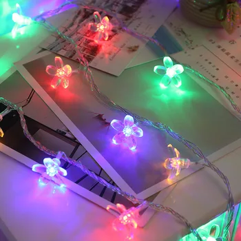 Vyšnių Žiedų Girlianda Baterija LED String Pasakų Žibintai Kristalų Gėlės Patalpų Vestuvių Kalėdų Decors Violetinė
