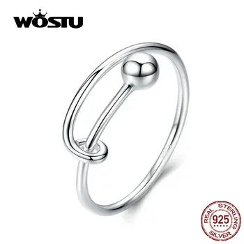 WOSTU Minimalistinio Stiliaus Žiedas 925 Sterlingas Sidabro spalvos Reguliuojamo Dydžio Žiedas Moterims Vestuvių Dalyvavimą Prabangių Papuošalų CQR520