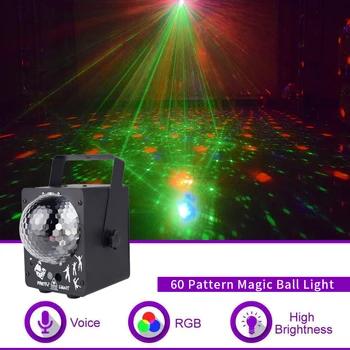 WUZSTAR Disco Šviesos Kamuolys DJ Su 60 Modelius Magic RG Lazerio Projektorius, RGB LED Šalis Atostogų Baras Kalėdų Scenos Apšvietimas Effec