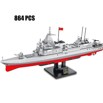 Ww2 Šiuolaikinių karinių Renhai-class Tipas 055 destroyer batisbricks pastato blokas su šviesos karinio jūrų laivyno duomenys modelis plytų žaislas dovana