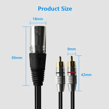 XLR Dual RCA Audio Kabelis 2 RCA Male, kad XLR 3 Pin Moterų Patrankos Stiprintuvo Maišymo Prijunkite Kabelį 1m 1,5 m 2m 3m 5m 8m Patrankos kabelis