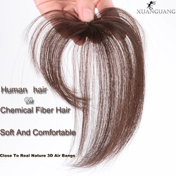 XUANGUANG Cheminio pluošto plaukų Dviejų medžiagų, Rankų darbo audimo Nematomas Vientisas Juodos Rudos Plaukų kirpčiukai perukas