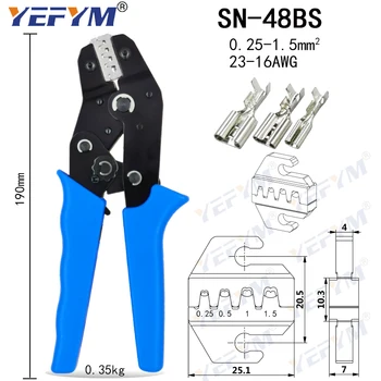 YEFYM Užspaudimo replės SN-48BS rinkinio pakuotės 2.8 4.8 6.3 VH2.54 3.96 2510/vamzdis/izoliacija gnybtai elektros apkabos, įrankiai
