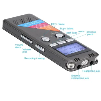 YOLORD Professional 8GB 1600mah Didelis Baterijos Diktofonas, Balso Garso Įrašymas Skaitmeninis LCD Ekranas Triukšmo Mažinimo USB