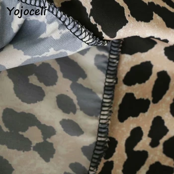 Yojoceli Elegantiškas leopardas spausdinti susiėmę sijonas moterims Nesimetriškas moterų atlasas šalies klubas sijonas krūtinė sijonas apačioje