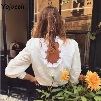 Yojoceli gražus gėlių nėrinių palaidinės, marškinėliai moterims medvilniniai siuvinėjimo palaidinės moterų marškinėliai viršų