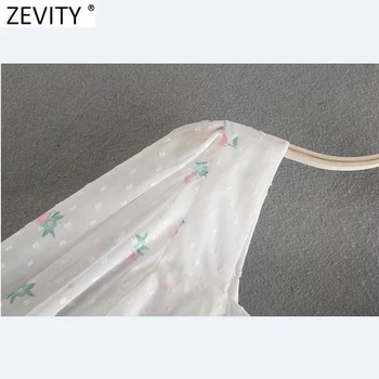Zevity Naujas Moterų Saldus Gėlių Spausdinti Plisuotos Slim Klubo Paketą Suknelė Prairie Elegantiškos Ponios Žibintų Rankovės Atgal Užtrauktuką Vestido DS4971