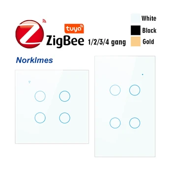 ZigBee smart home wifi sienos jutiklinį jungiklį,2/3 būdu, Grūdinto stiklo skydelis Visas namas šviesos kontrolės switchAC85-240V,1/2/3/4 gauja
