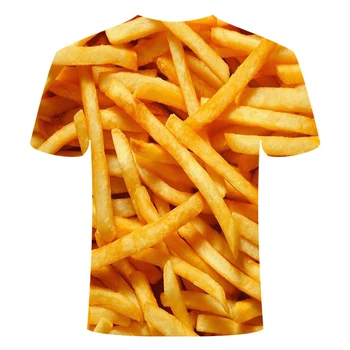 Zomer atsitiktinis 3D t-marškinėliai, Mėsainis bulvytės t-shirts Stijlvolle korte mouwen Harajuku ontwerp meno afschilderen, t-shirts