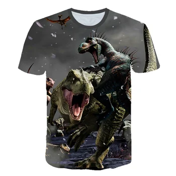 Įdomus 3D spausdinimo gyvūnų dinozaurų mados vyriški T-shirt šeimos, tėvų-vaikų dėvėti vasarą trumparankoviai vaikų laisvalaikio marškinėliai