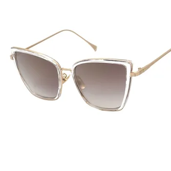 įžymybė saulės akiniai Moterims Prabanga Black Cat Eye Akiniai nuo saulės Prekės Gradientas lady akiniai nuo saulės moterims, veidrodis, Rožinė UV400