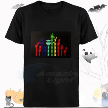 Šalies Karnavalas lemputės LED el skydelis marškinėliai Muzikos ritmas, garso aktyvuota mirksi el skydelis t-shirt