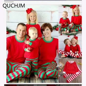 Šeimos Atitikimo Komplektus 2019 Šeimos Kalėdų juostele Pižama Motina Dukra Drabužius Tėvas Sūnų Mama Naujųjų Metų Šeimos drabužių Rinkiniai