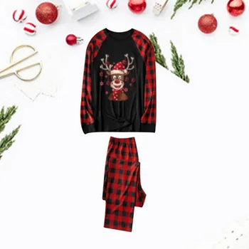 Šeimos Kalėdų Pižama 2020 Gelsvai Pledas Spausdinti Tiktų Kalėdų Rudenį, Žiemą Homewear Pižama Tėvų-vaikų Drabužiai Kerst Pyjama