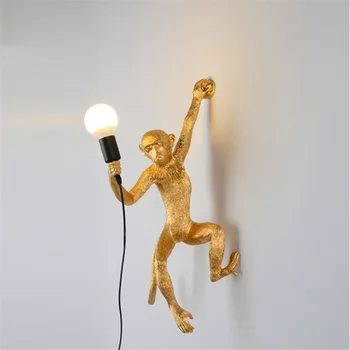 Šiaurės Dvyniai Dervos Beždžionė Lempa E27 Led Sienos Lempos Kūrybos 3D Beždžionė Kambarį Led Siena Šviesos Miegamojo Sienos Apšvietimas